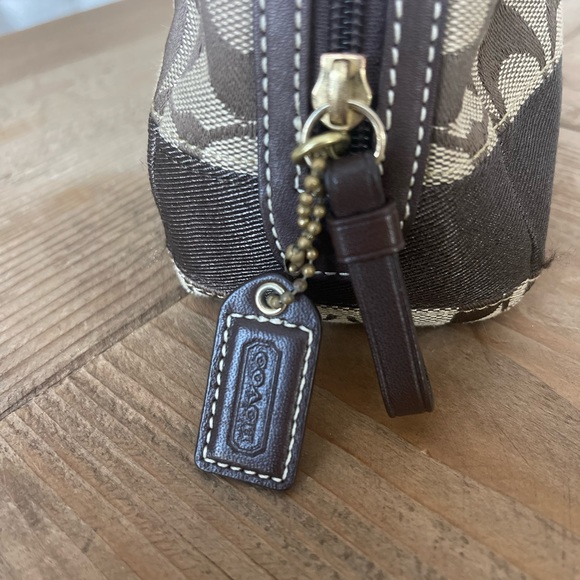 Coach Sig c brown striped legacy cosmetic pouch - Picture 2 of 4